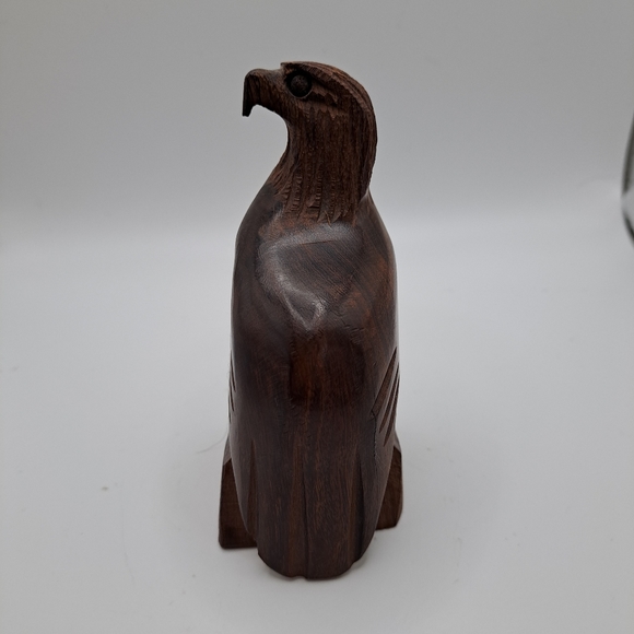 Hardwood Hand Carved Eagle Figurine - Picture 5 of 10